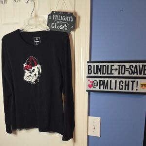 Campus Couture Black Long Sleeve T-Shirt Georgia Bulldogs Rhinestones
